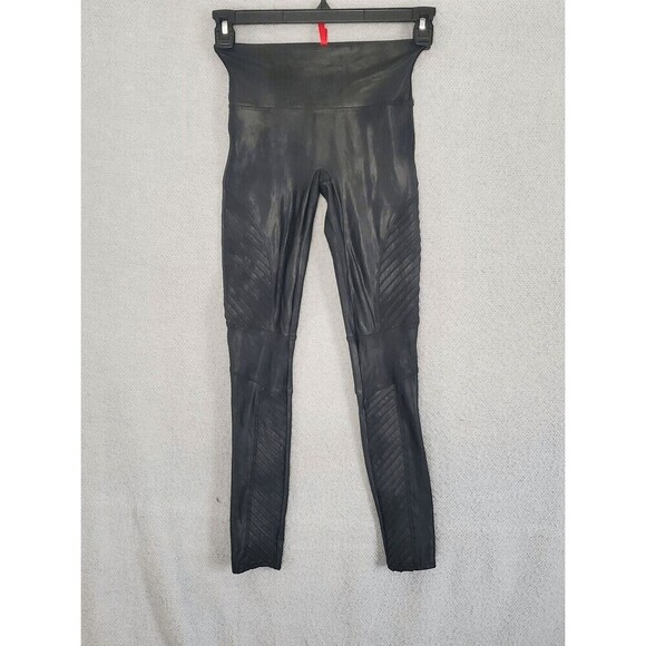 Spanx Pants - Spanx Women's Flux Leather Style # 14295 Black Mid Rise Moto Leggings Small S